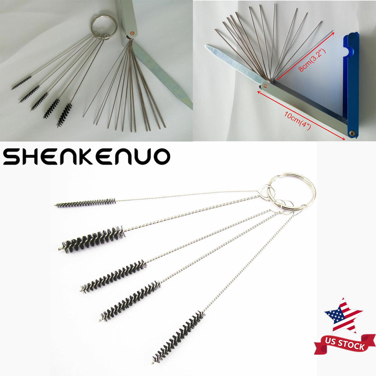 Cleaning Brush Needles Tool Kit For Airbrush Paint Spray Gun Nozzle Tip Air Cap
