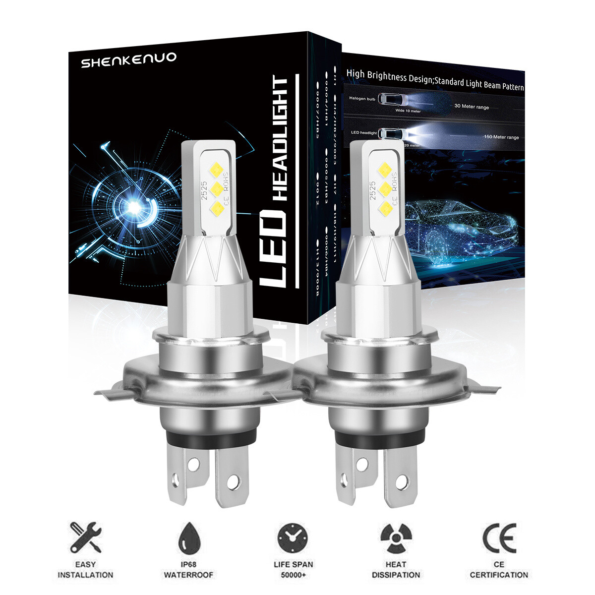 55W For Kawasaki ZX600J Ninja ZX6R 1995-2002 ZX600G ZX600F LED Headlights Bulbs