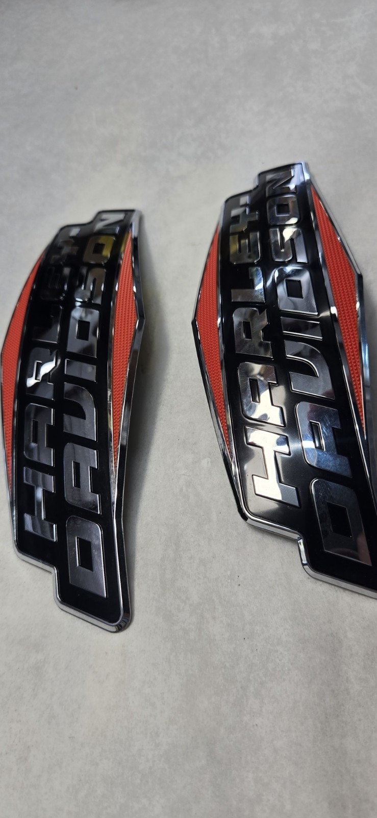 Harley-Davidson Fuel Gas Tank Medallions Emblems Chrome Orange And Black