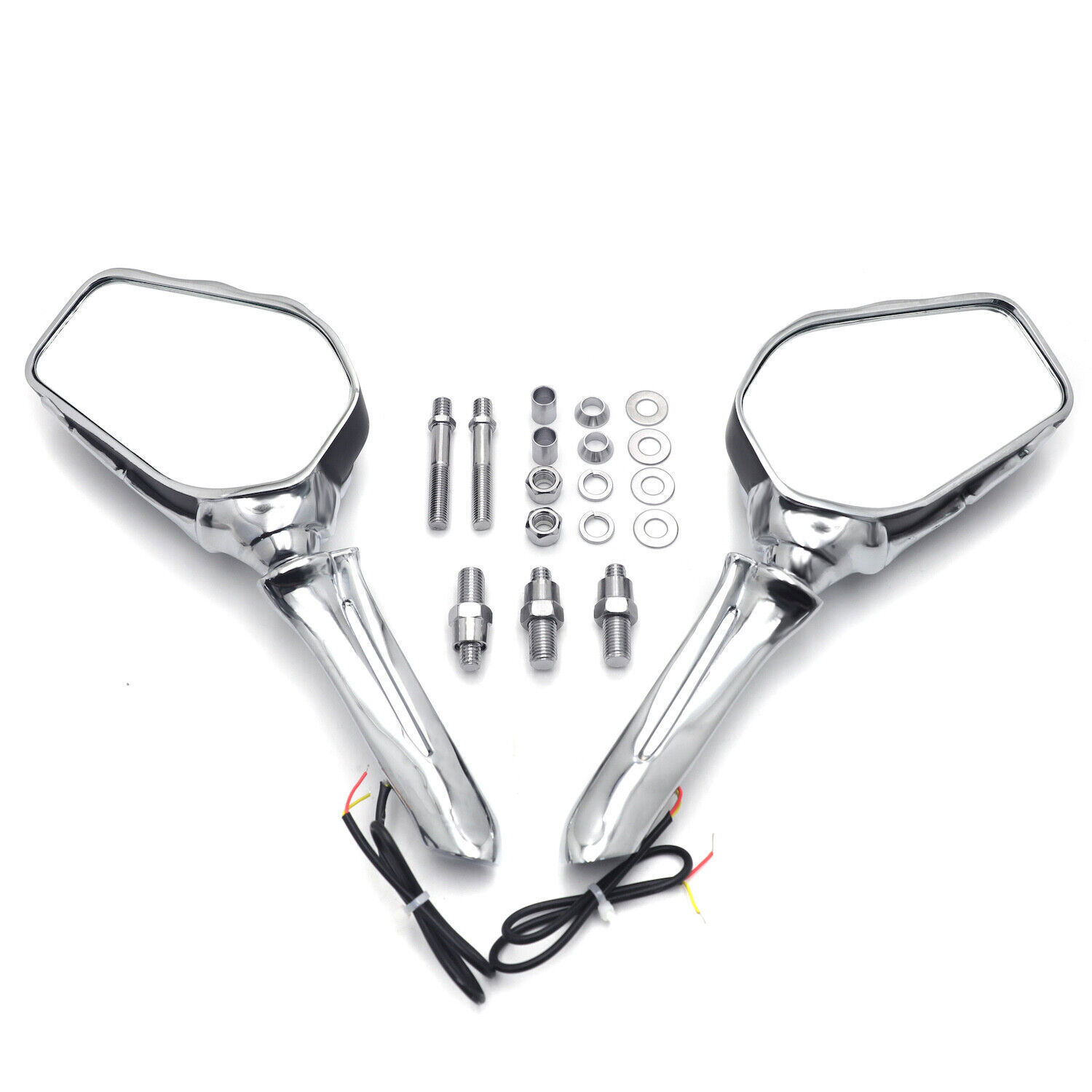 HTTMT LED Skull Rearview Mirrors w/8mm 10mm Bolts For Harley Street Glide