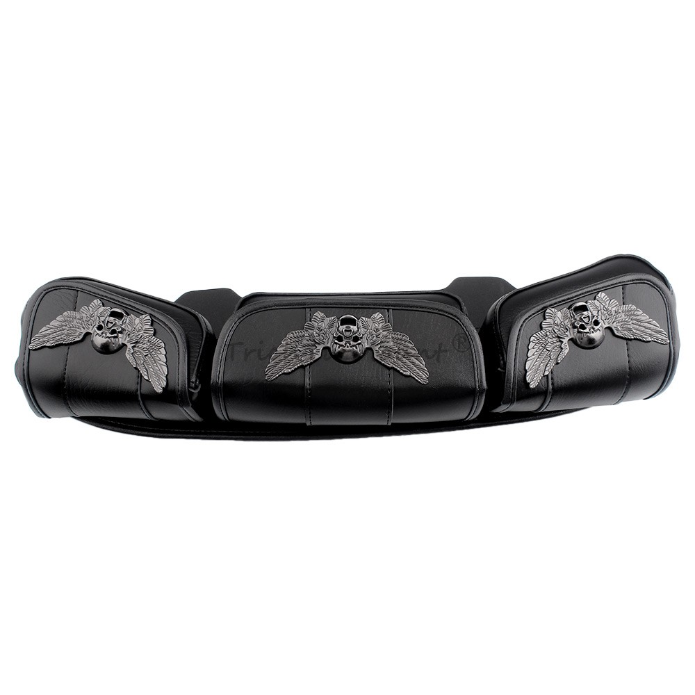 Skull Style Windshield 3 Pouch Pocket Fairing Bag Fit for Harley Electra Glide