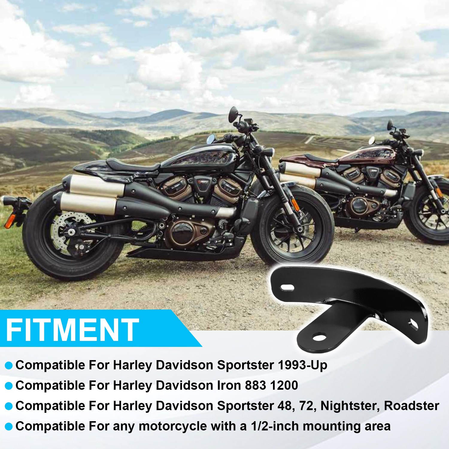 Motor Curved Vertical Mount License Plate Bracket For Harley Sportster 1993-Up