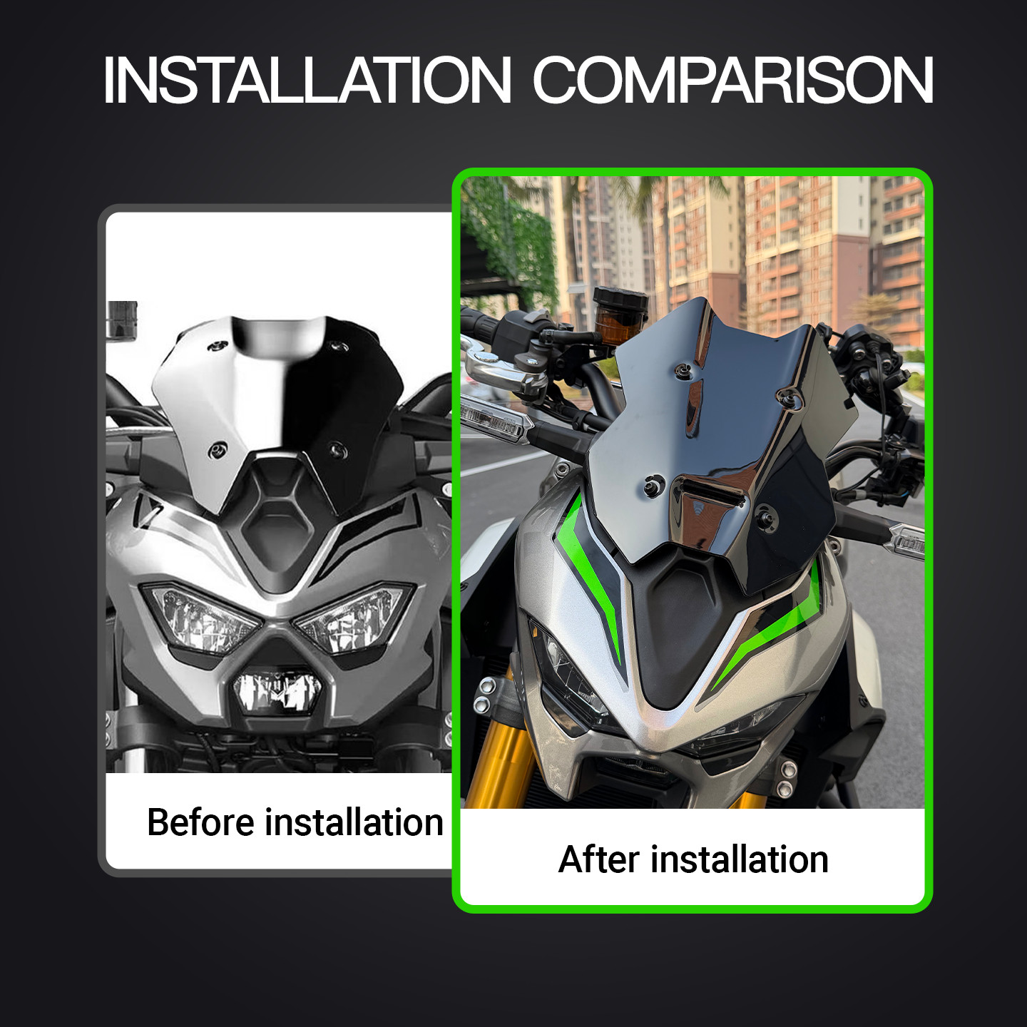 Forged patte Pattern Windshield Windscreen for Kawasaki Z900 2025-2026 Motorcycl