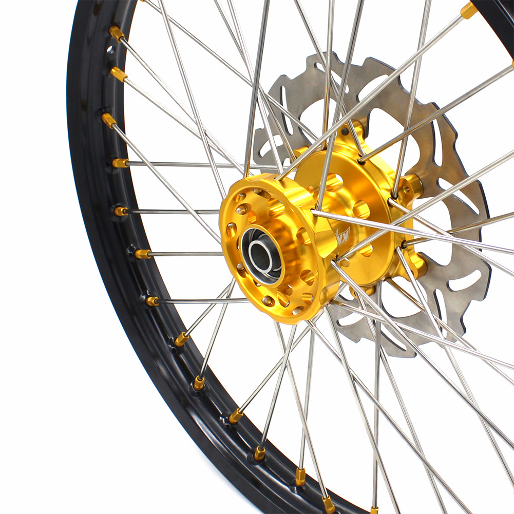 Fit Suzuki RM125 RM250 1996 1997 1998 1999 2000 KKE 21”-19” Gold Nipple Wheels