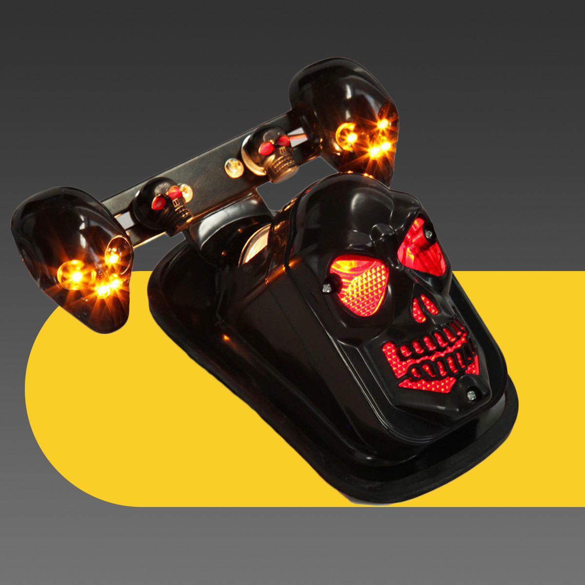 Skull Motorcycle Tail Brake Stop Light W/2 LED Turn Signal Lamp For Harley Honda