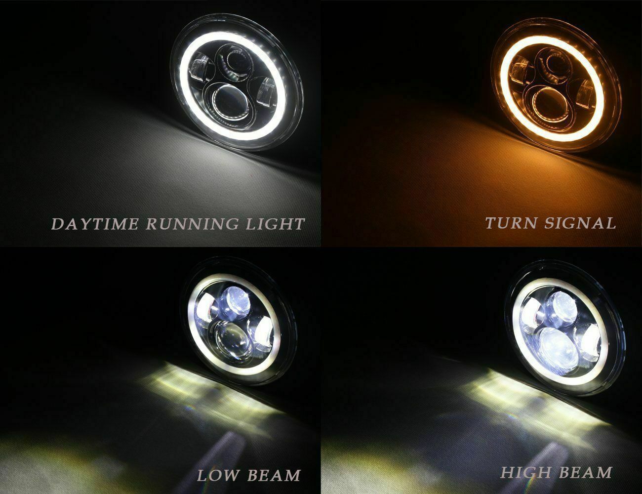7″ inch LED Projector Headlight Halo DRL for Harley Davidson Street Glide FLHX