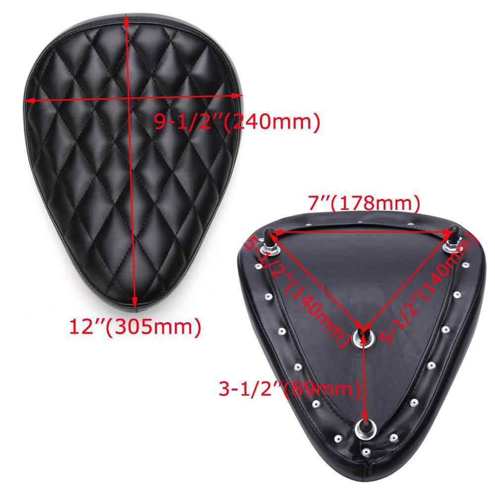 For Yamaha V-Star 250 650 950 1100 1300 Bobber Solo Seat 3″ Spring Base Saddle