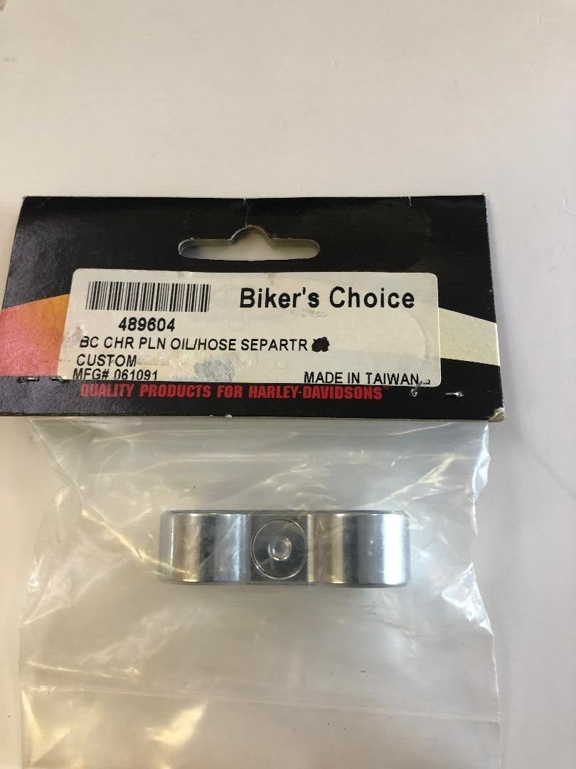 NOS Biker’s Choice 2-Line Oil Hose Separator 5/16 in, 3/8″ Chrome Harley 489604