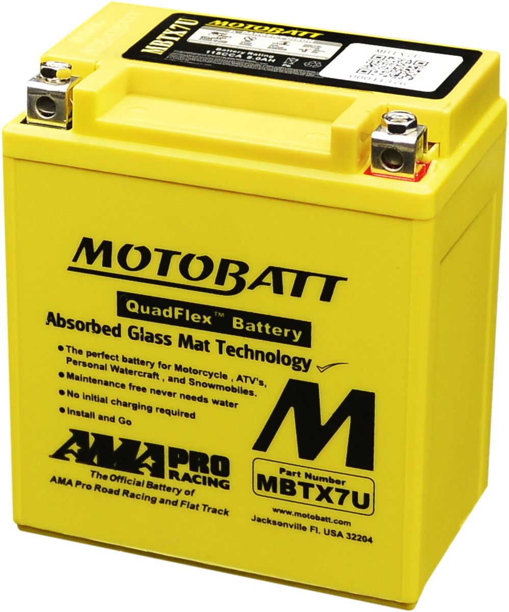 MotoBatt MBTX7U 8Ah 115 CCA AGM Powersports Battery replaces YTX7L YTX7L-BS YTZ8