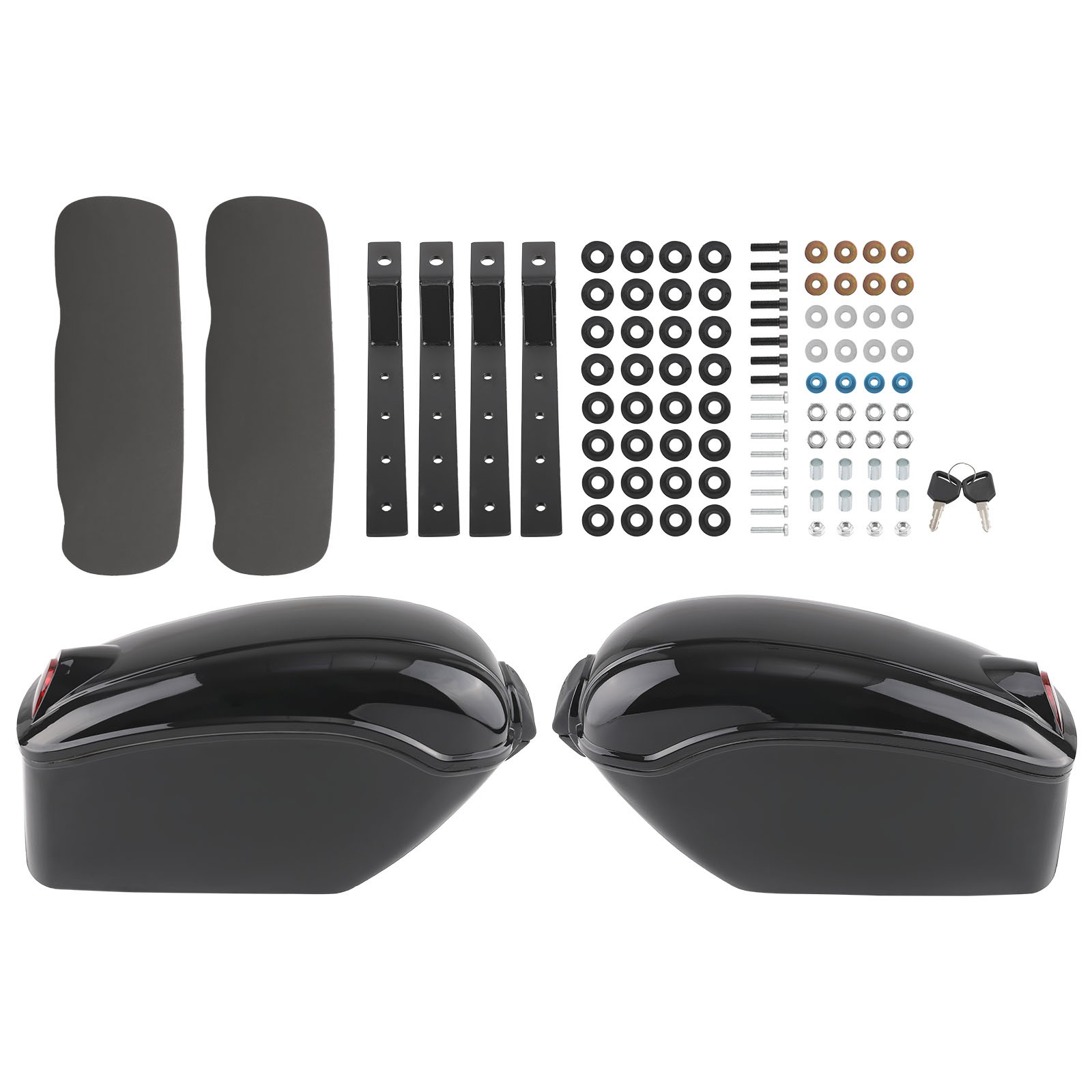 Hard Side Cases for Yamaha Suzuki Cruiser Red Turn Signal Saddlebags Black