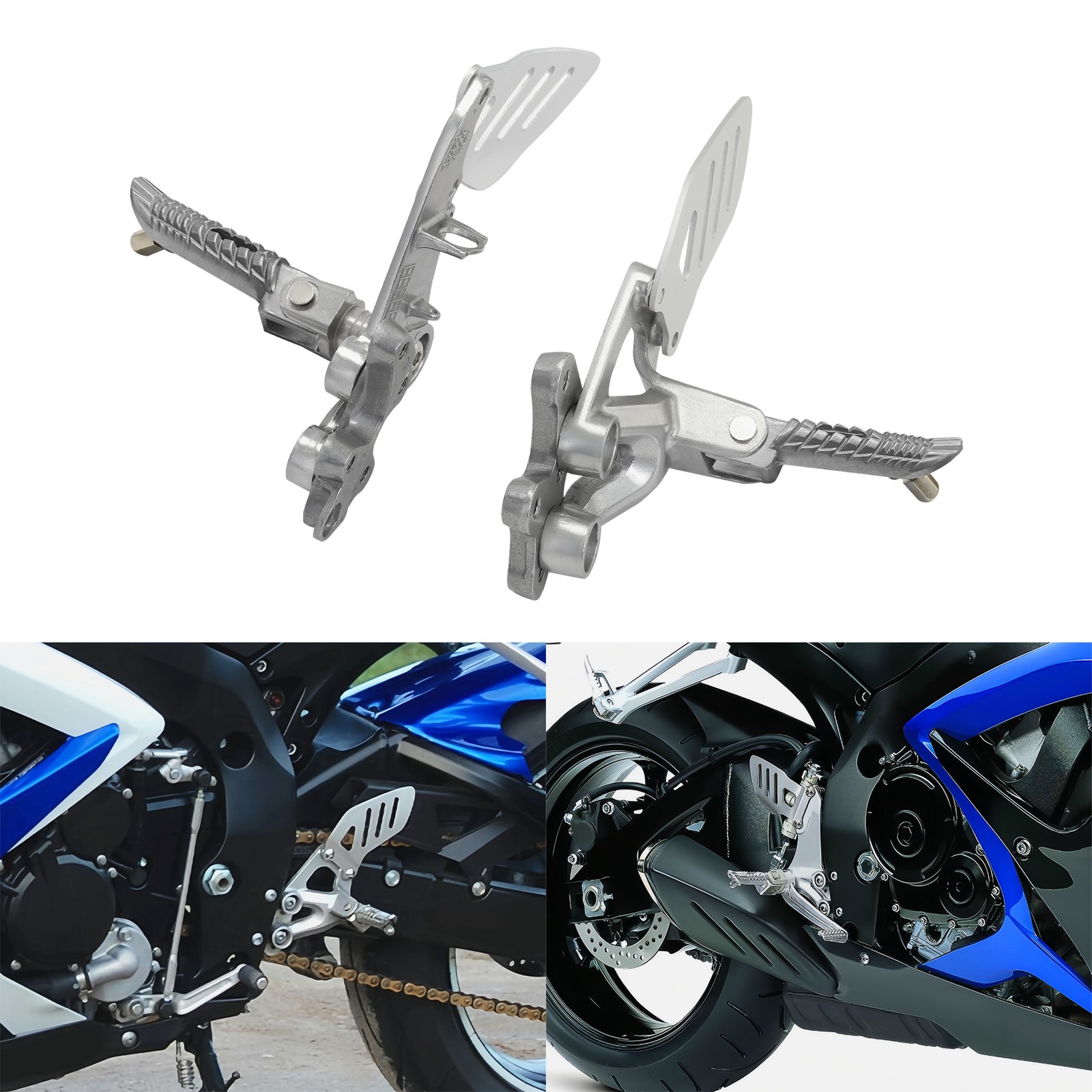Driver Footpegs Footrests Bracket Fit For Suzuki GSXR600 GSXR750 2006-2010