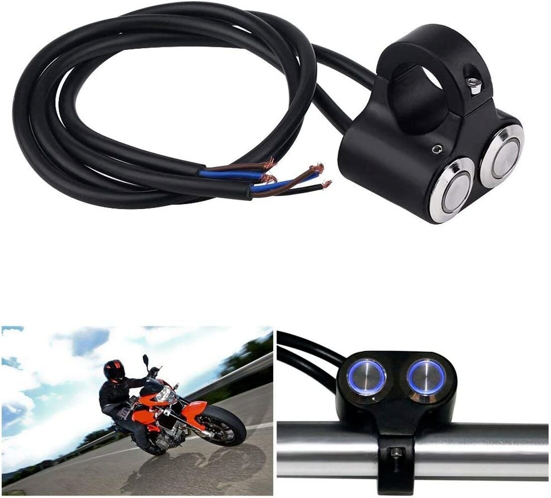 12V 22mm 7/8” Motorcycle Handlebar Headlight Fog Spot Light Dual on off Switch