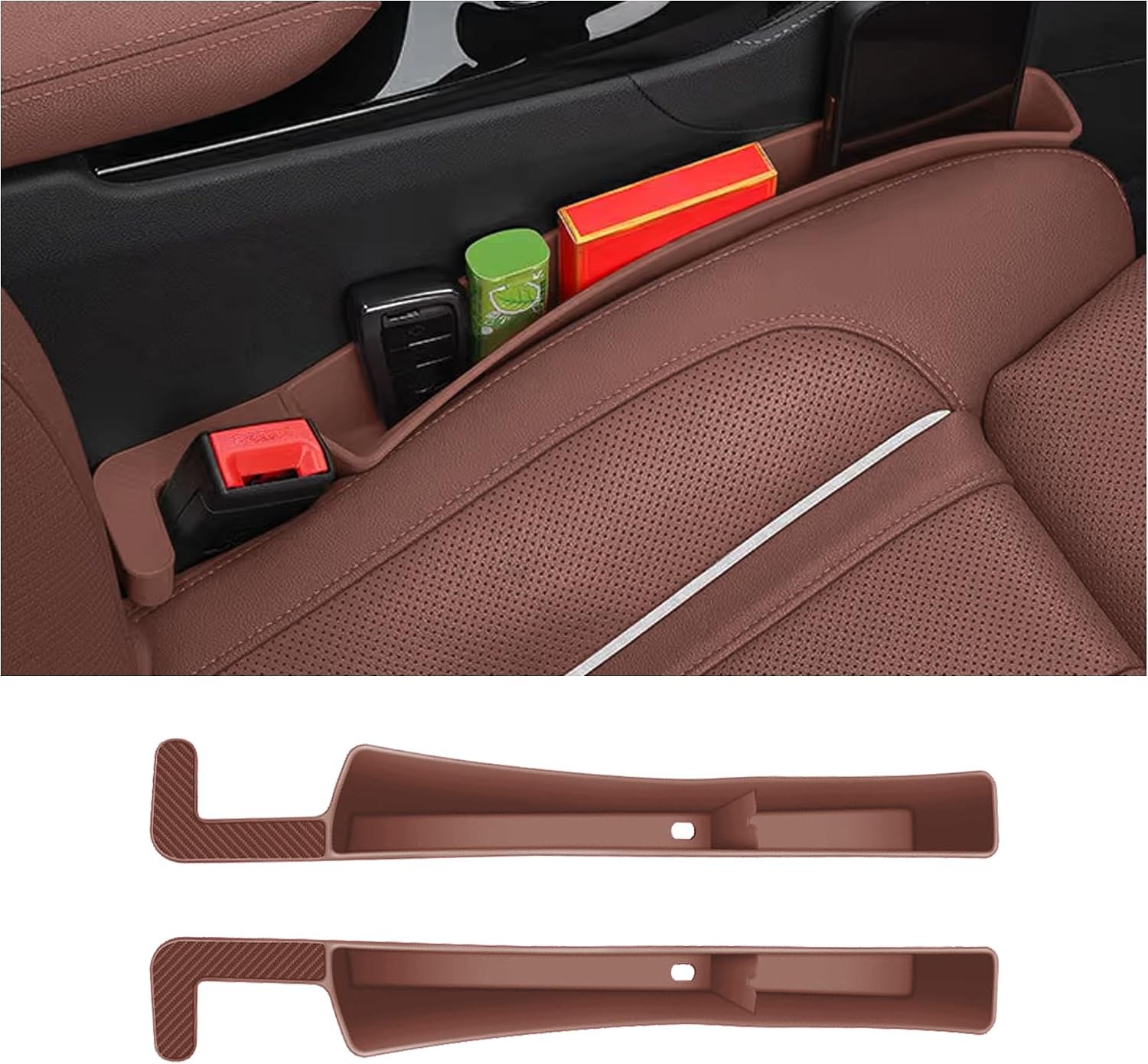 Universal Car Seat Gap Filler and Storage Organizer, 2PCS Brown, CarColor: Brown
