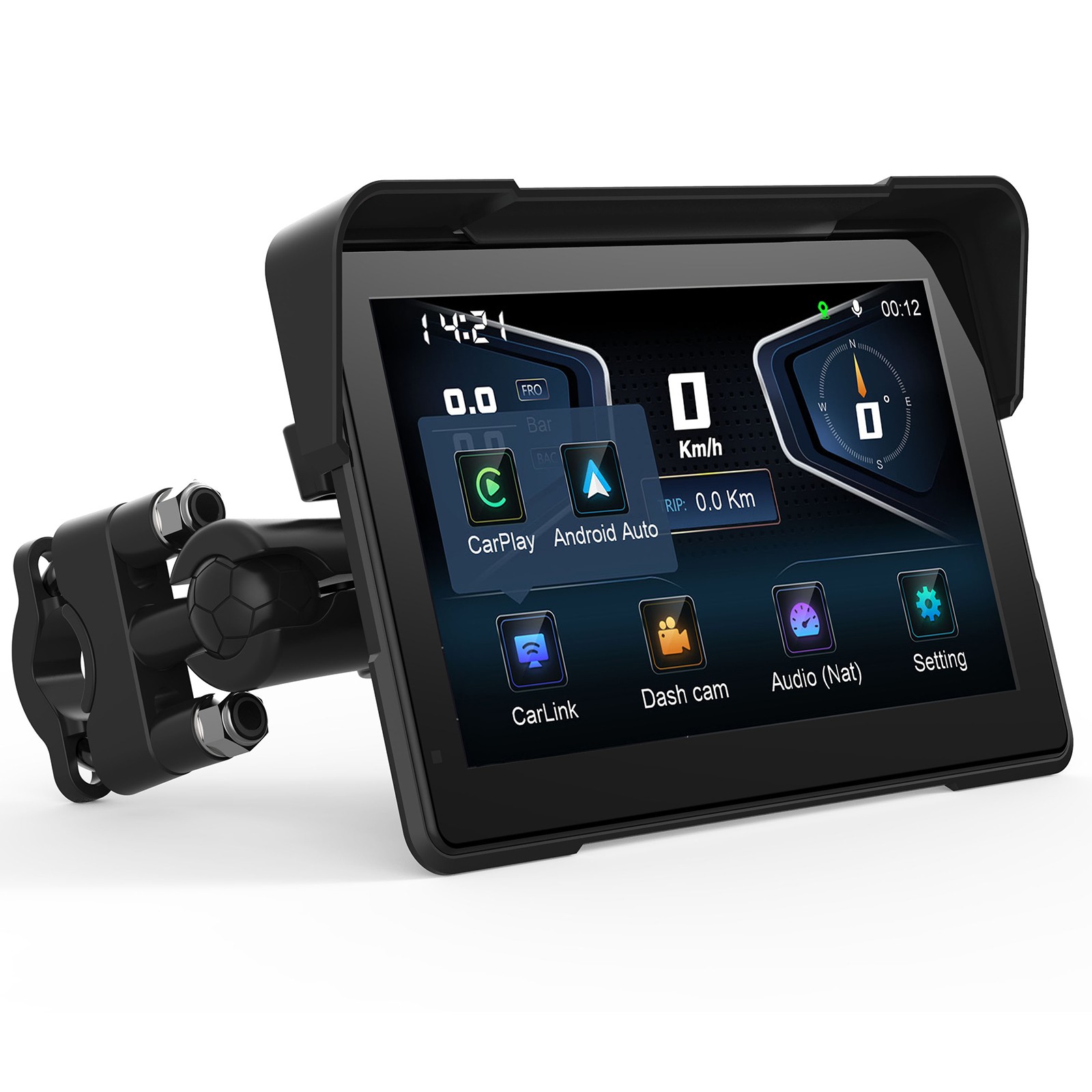 7″ IPS TOUCH SCREEN MOTORCYCLE GPS NAVI WIRELESS CARPLAY ANDROID SCOOTER MOPED
