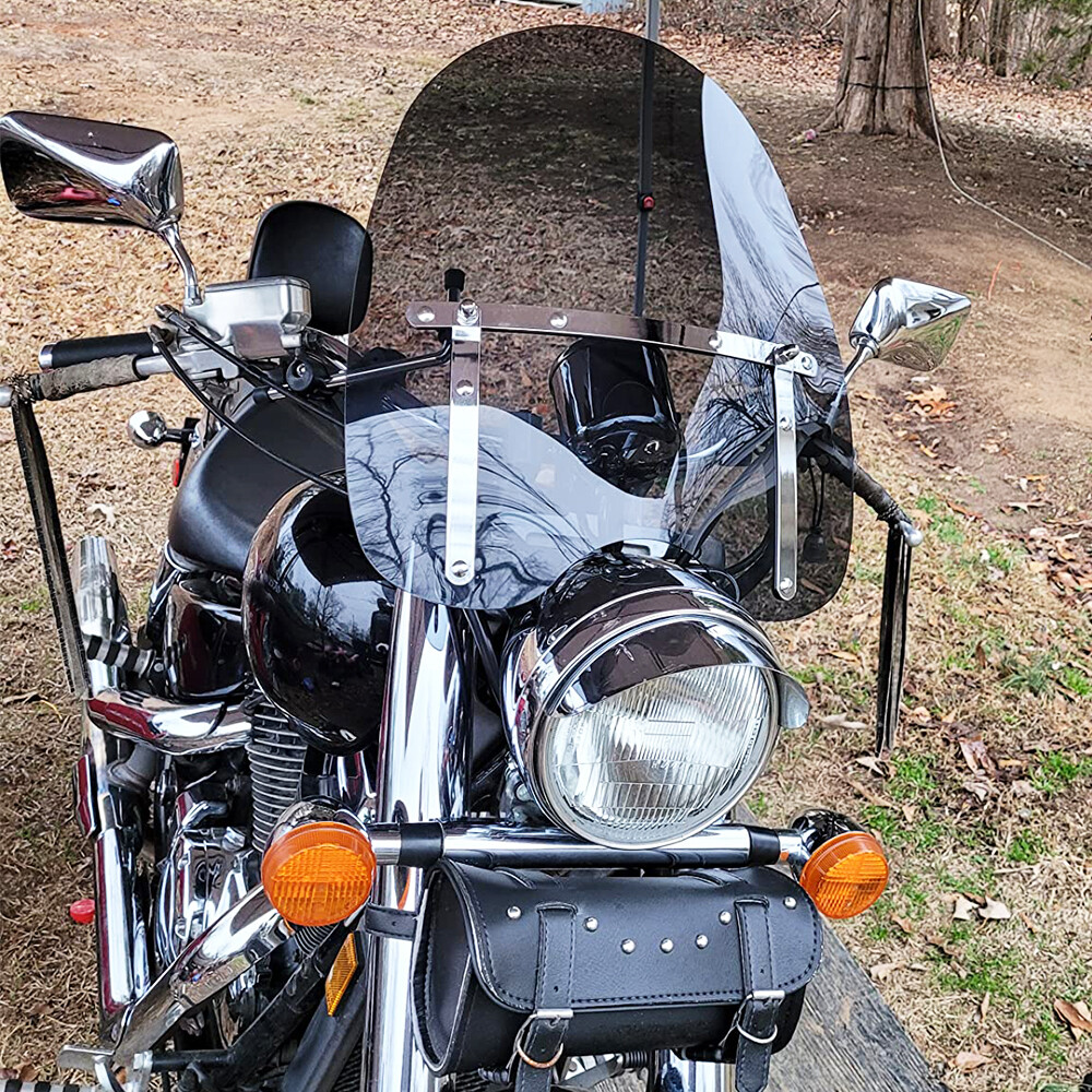18″x16″ Smoke Motorcycle Windshield 7/8″ 1″ Handlebar For Buell Blast 2000-2009