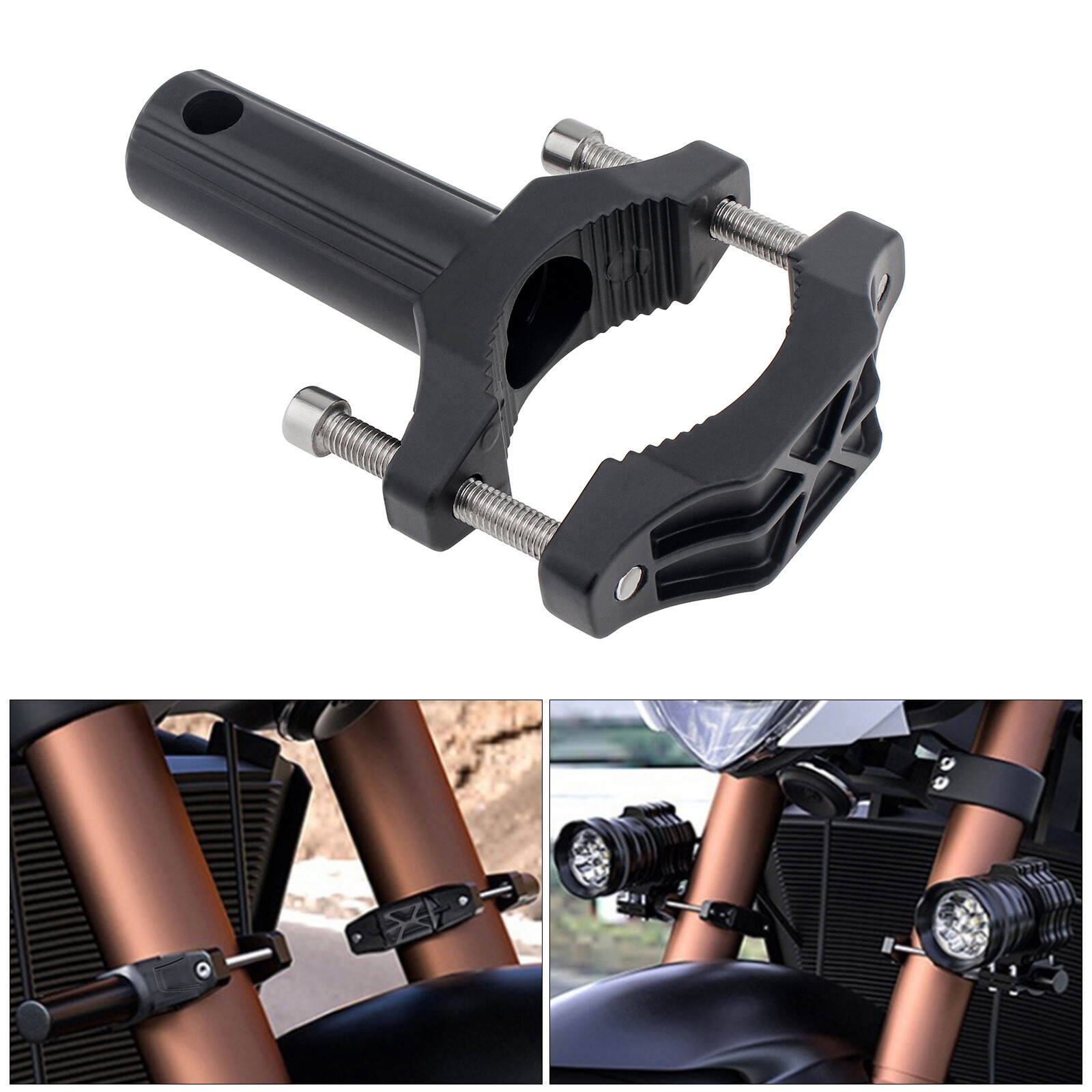 2x Adjustable Motorcycle Fork Clamp Headlight Spotlight Fog Mount Bracket Holder
