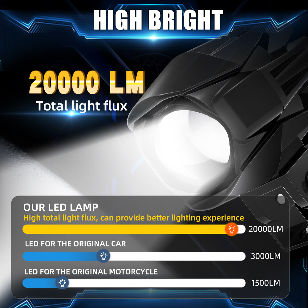 Pair Motorcycle 3″ LED Work Light Pods Auxiliary Driving Fog Amber/White Lights