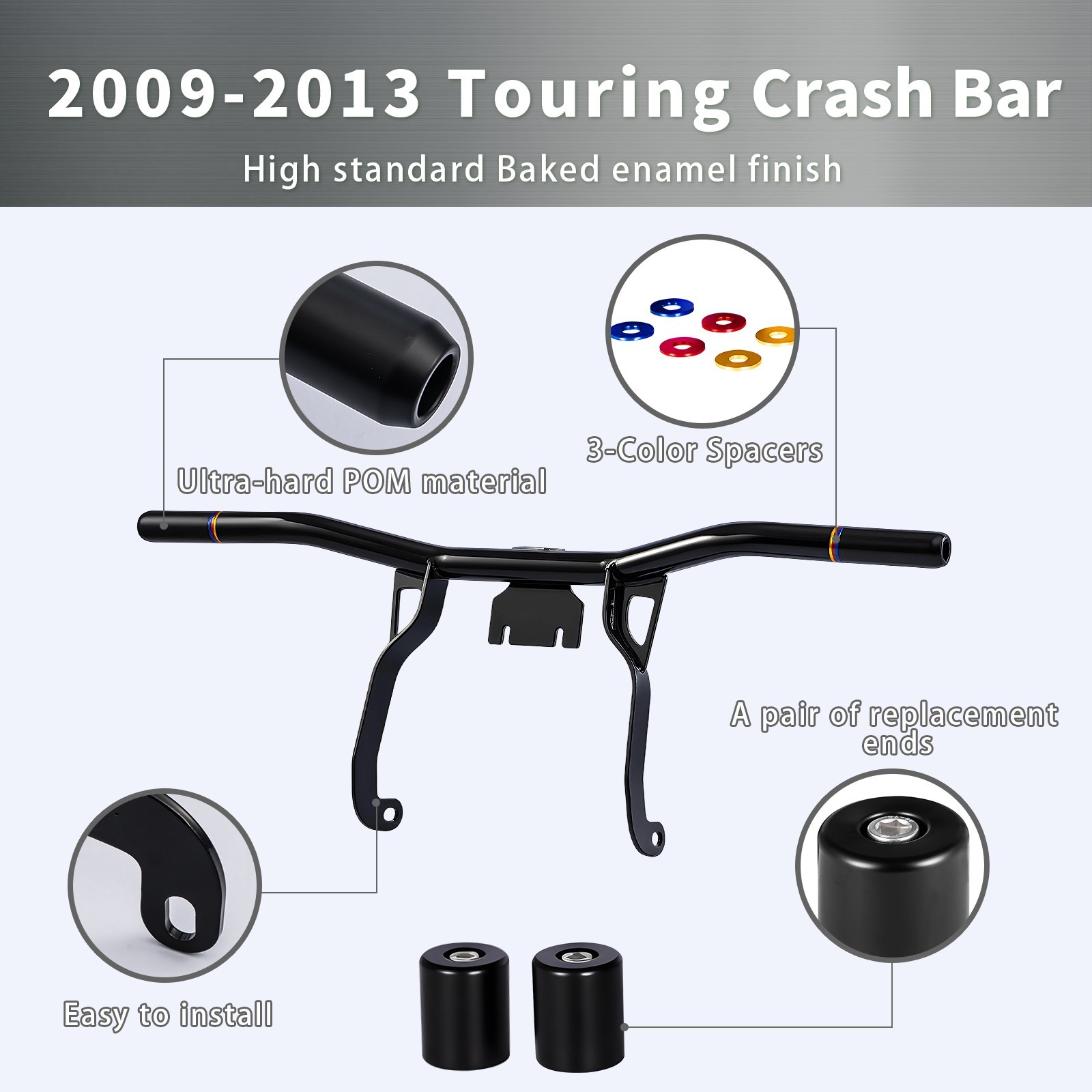 Front Highway Engine Guard Crash Bar For Harley Touring Road Street Glides 09-13