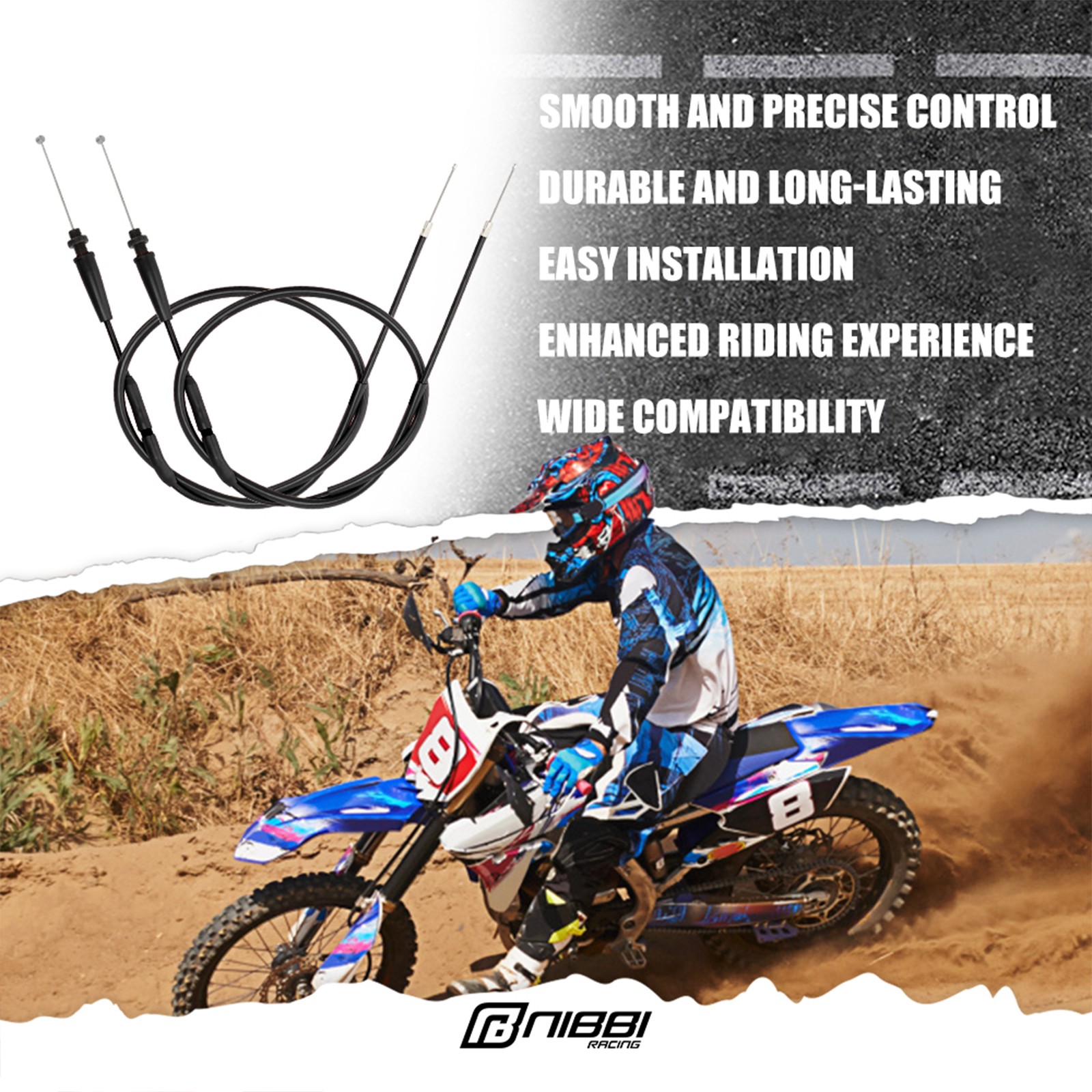 NIBBI 45″ Adjustable Throttle Cable For CT200U Mini Baja MB165 MB200 MBX10 MBX11