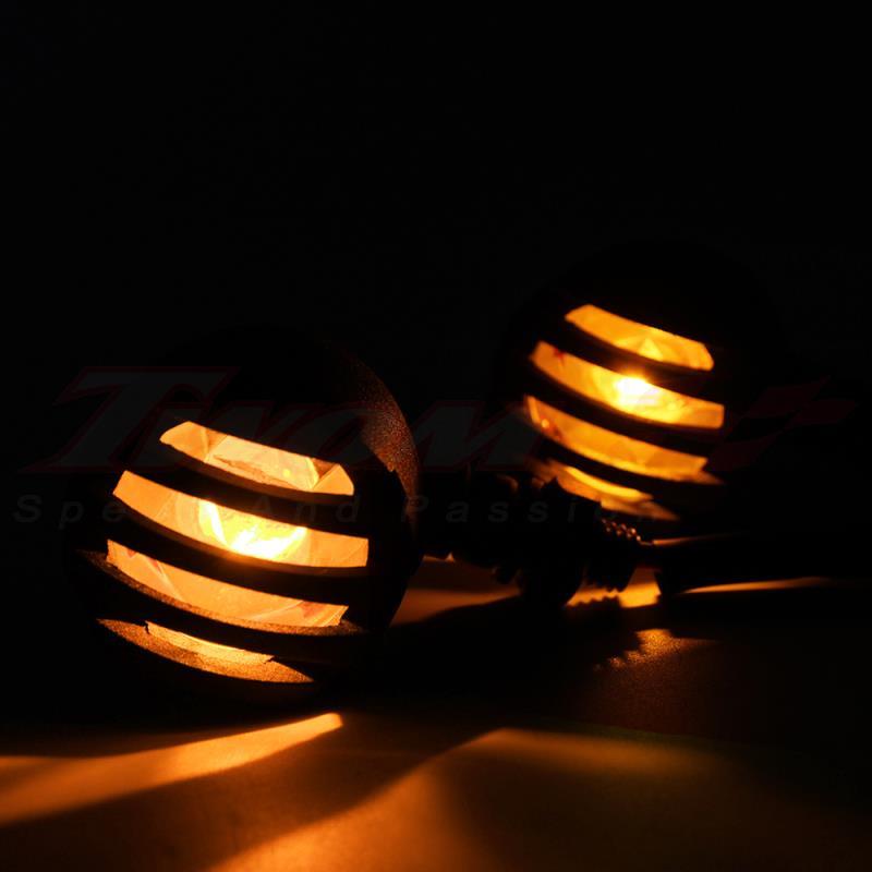 Pair Black Motorcycle Bullet Turn Signal Amber Light Indicator For Harley Honda