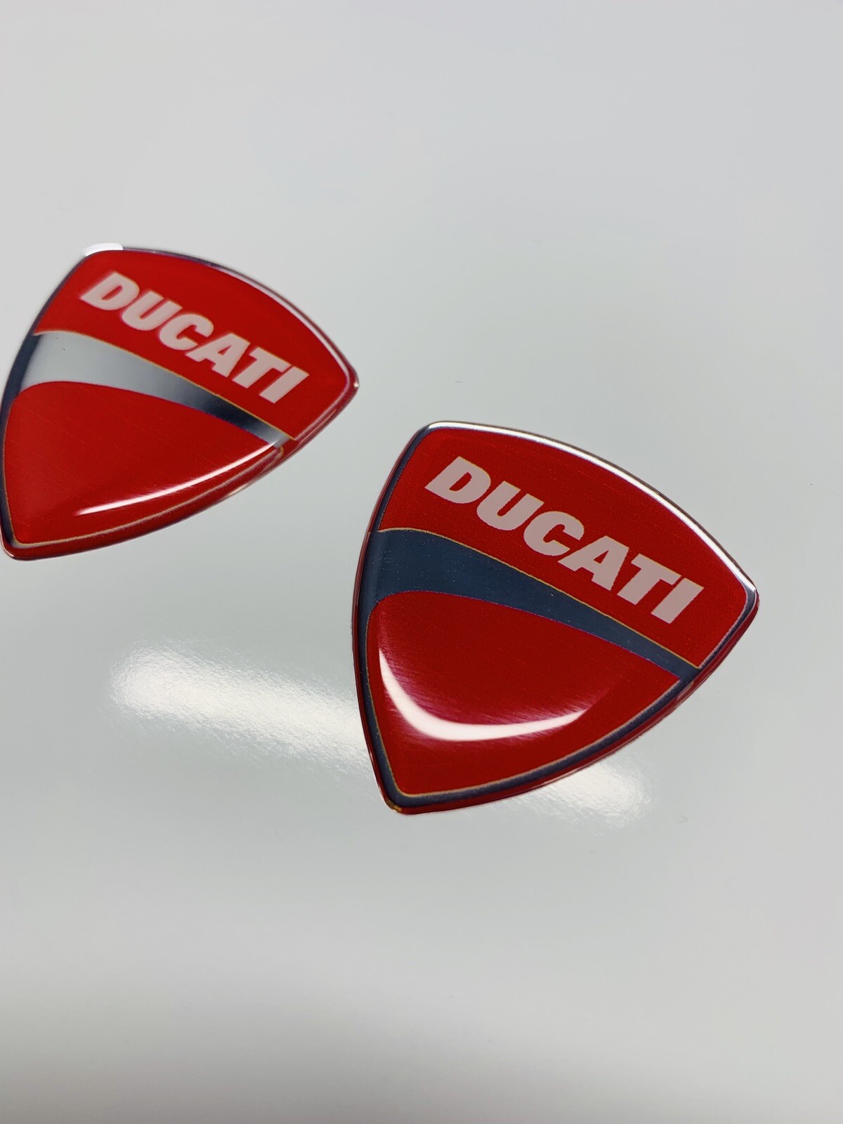 (2)1.5″x1.5″ Ducati Red Motorcycles Big Bike Helmet 3D Decal Raised Domed Emblem