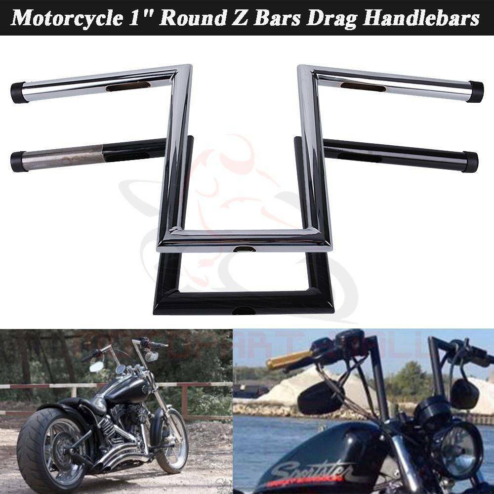1″ Motorcycle 8″ & 10-1/2″ Rise Ape Hanger Handlebars Z-Bar Drag Bars For Harley