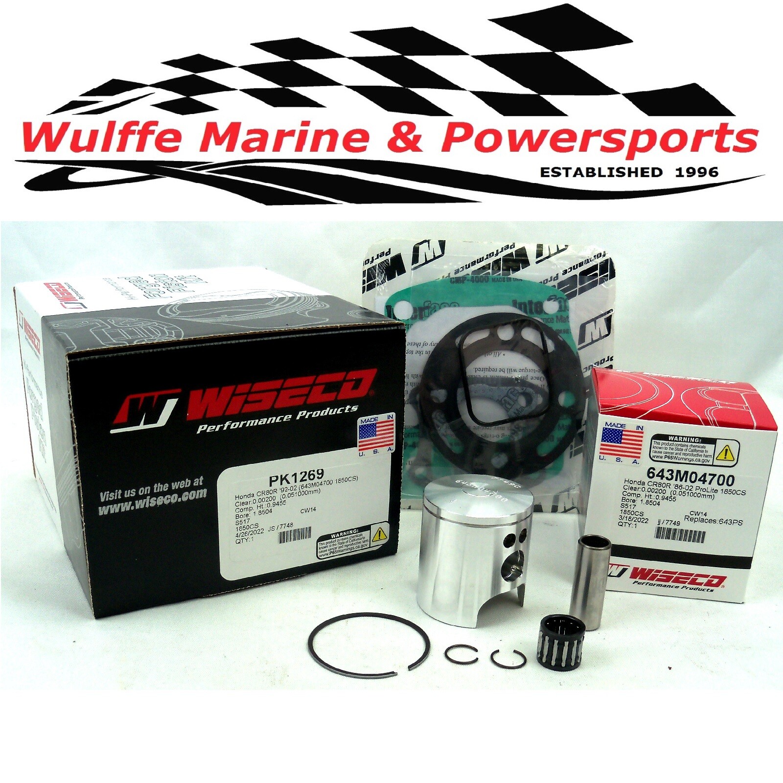 Top End Rebuild Piston Kit Honda CR80 1992-02 47mm Wiseco PK1269 Gaskets Bearing