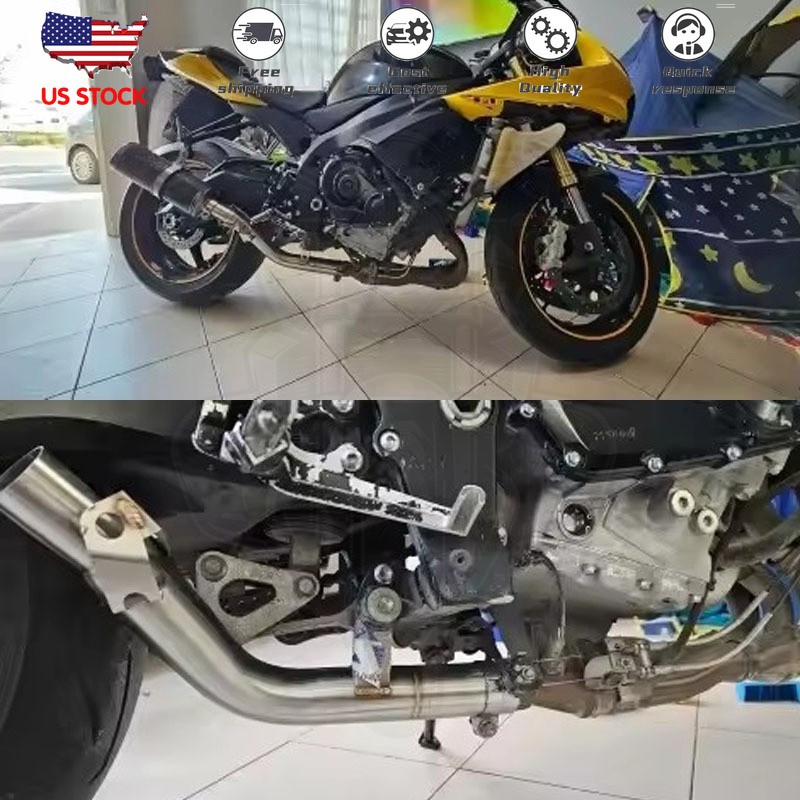 For Suzuki GSXR600 GSXR750 11-26 Exhaust System Mid Pipe Slip On Silvery Muffler