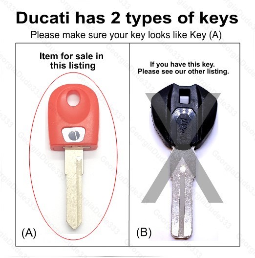 Ducati Aftermarket Double Sided Red Key Blank with T5 Transponder Chip Inside!