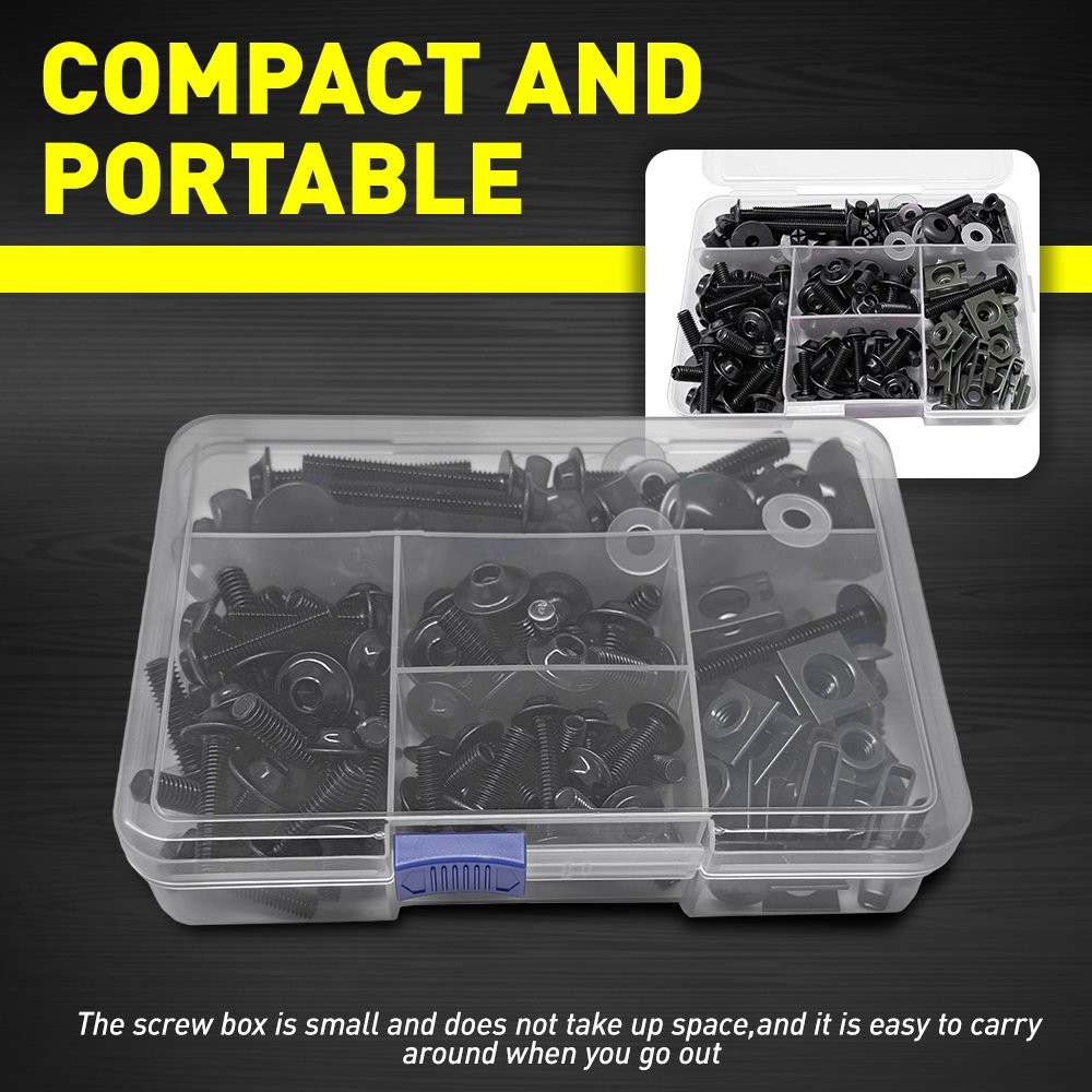Colorful Fasteners Bolts Nut Clips Black 190 Pcs Motorcycle Fairing Bolt Kit