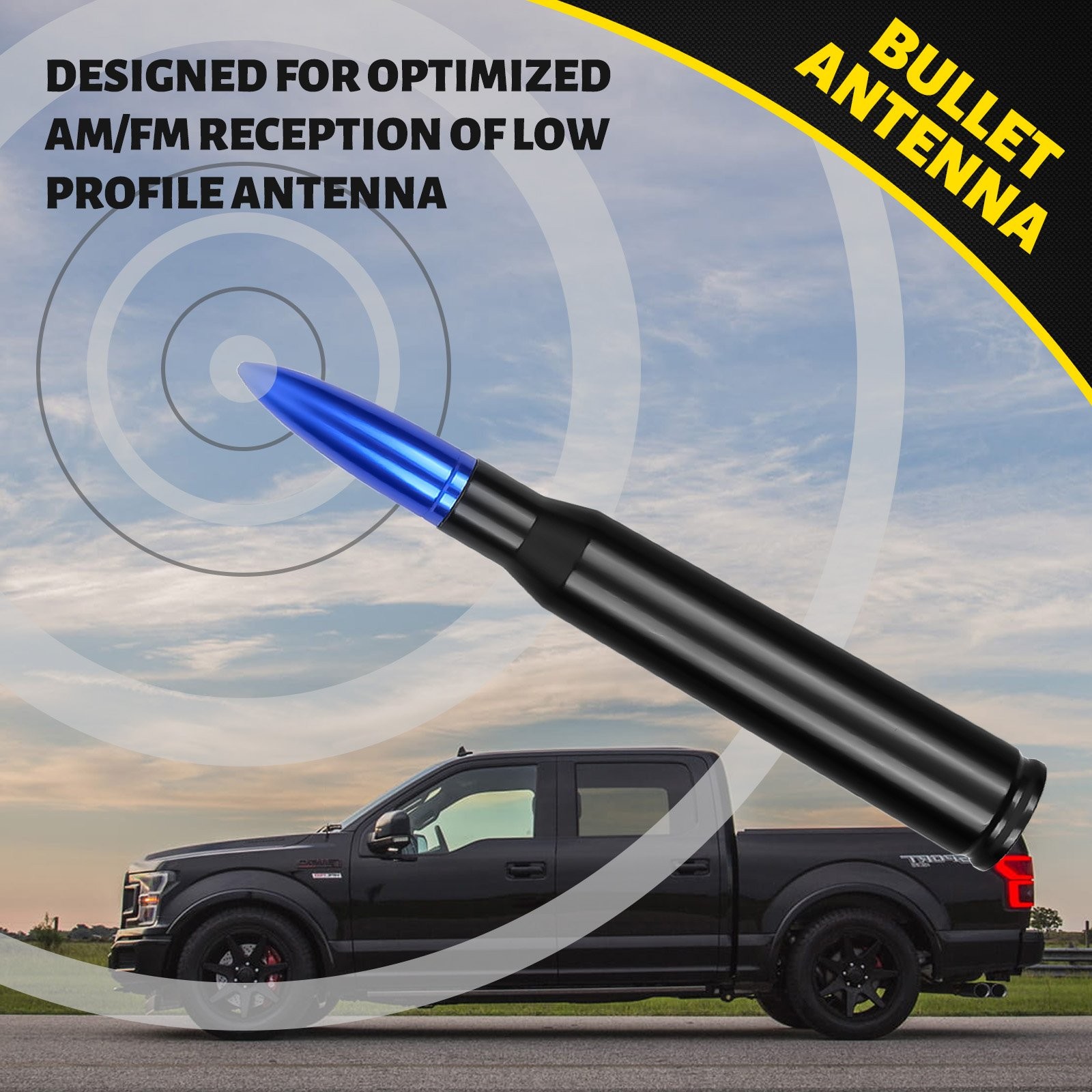 MOTORCYCLE 5.3” 50CAL BULLET ANTENNA MAST RADIO AM/FM FITS FOR HARLEY DAVIDSON