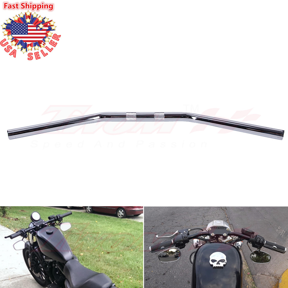 Chrome 1″ Drag Bar Handlebars Pullback For Harley Sportster XL883 XL1200 Bobber