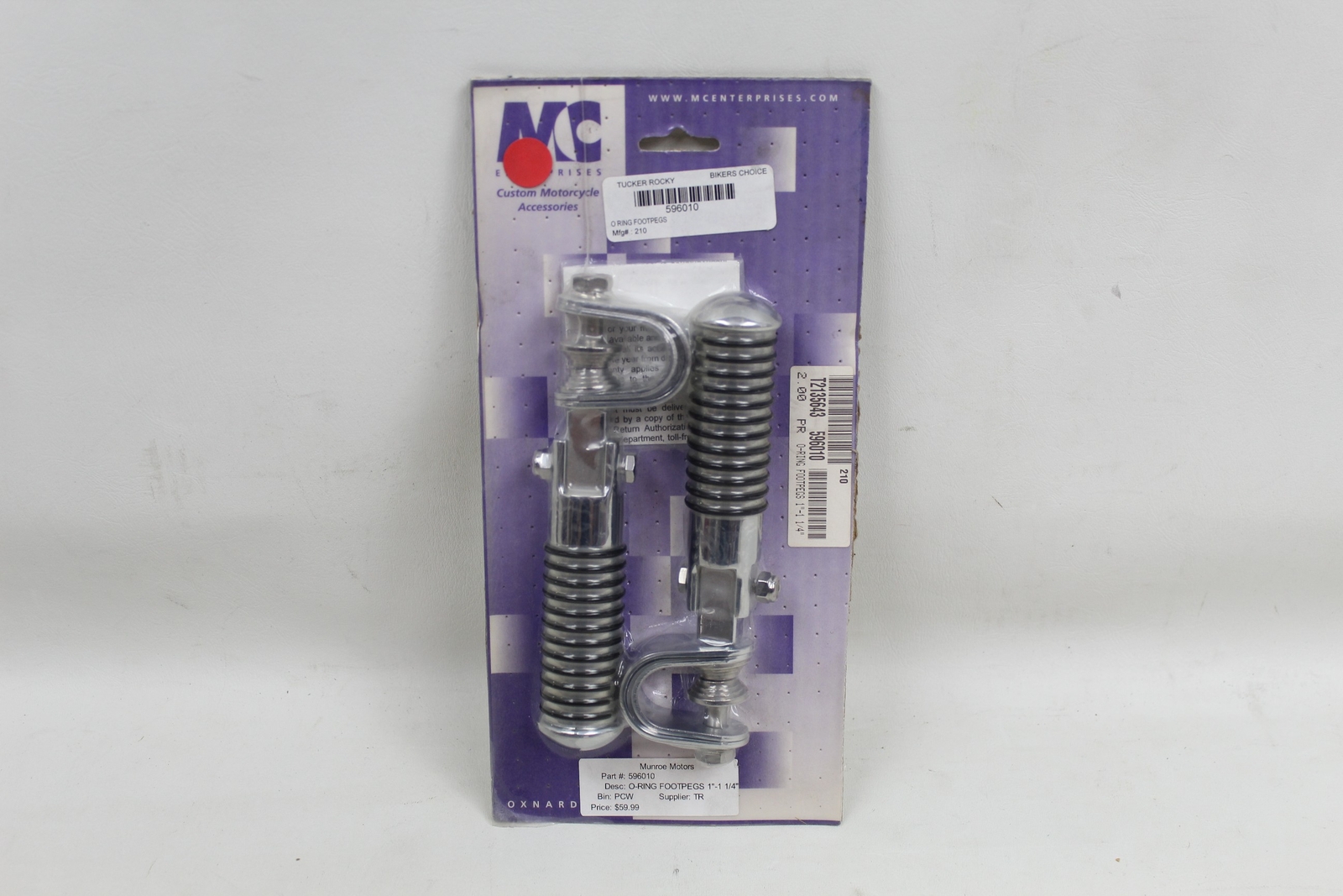 MC Enterprises Oring 1 Inch 1 1/4 Chrome Universal Footpegs Footpeg Kit NEW!