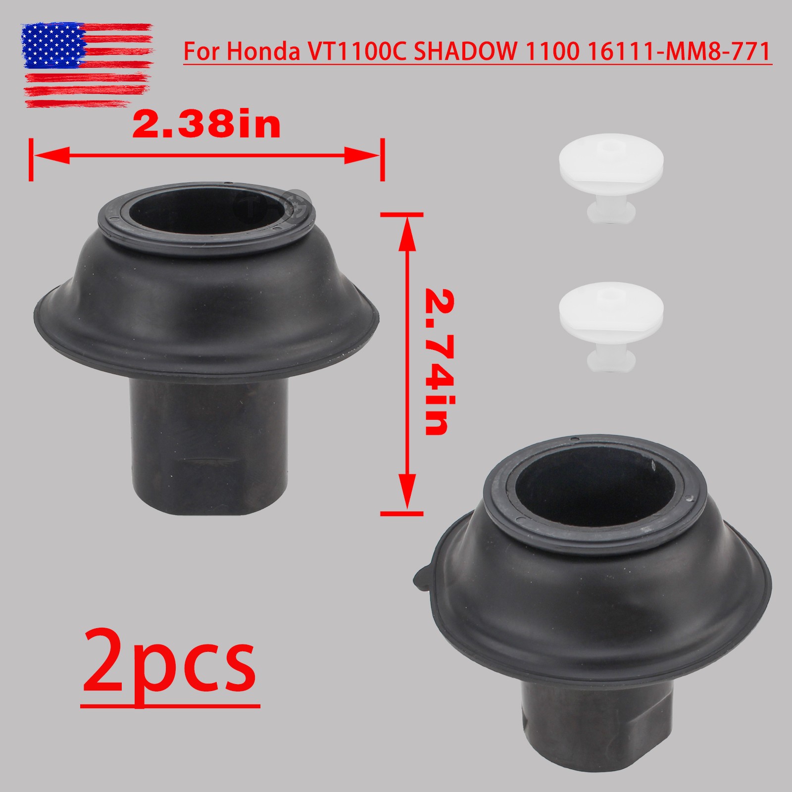 2pcs Carb Piston Slide Diaphragms For Honda VT1100C SHADOW 1100 16111-MM8-771