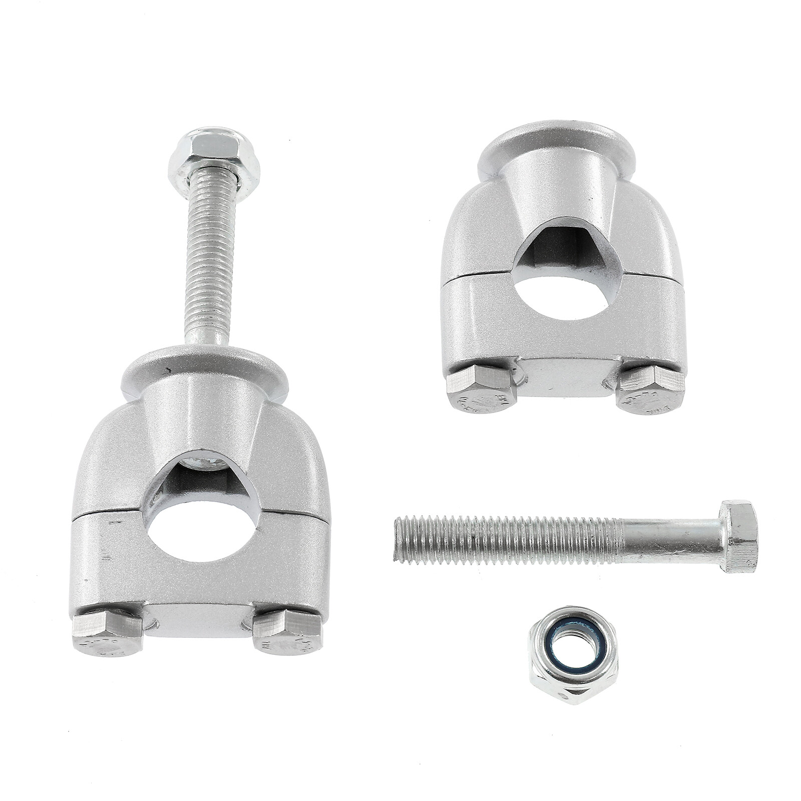 Chrome 22mm 7/8″ CNC Motorcycle HandleBar Bar Mount Clamps Risers Adapters Set