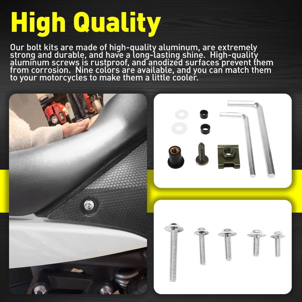 155Pcs Silver Fairing Screws Bolts Fastener Nut Kit Universal Motorcycle Bike US