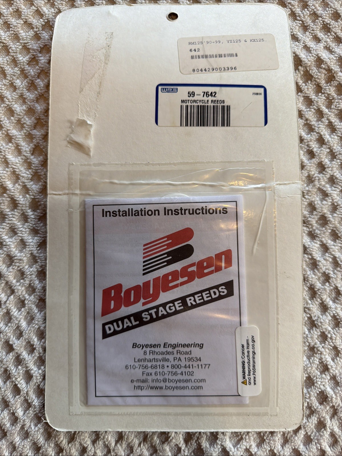 BOYESEN POWER REEDS 642 – Dirtbike Parts 90-99 RM125 94-99 KX125 94-99 YZ125 NOS