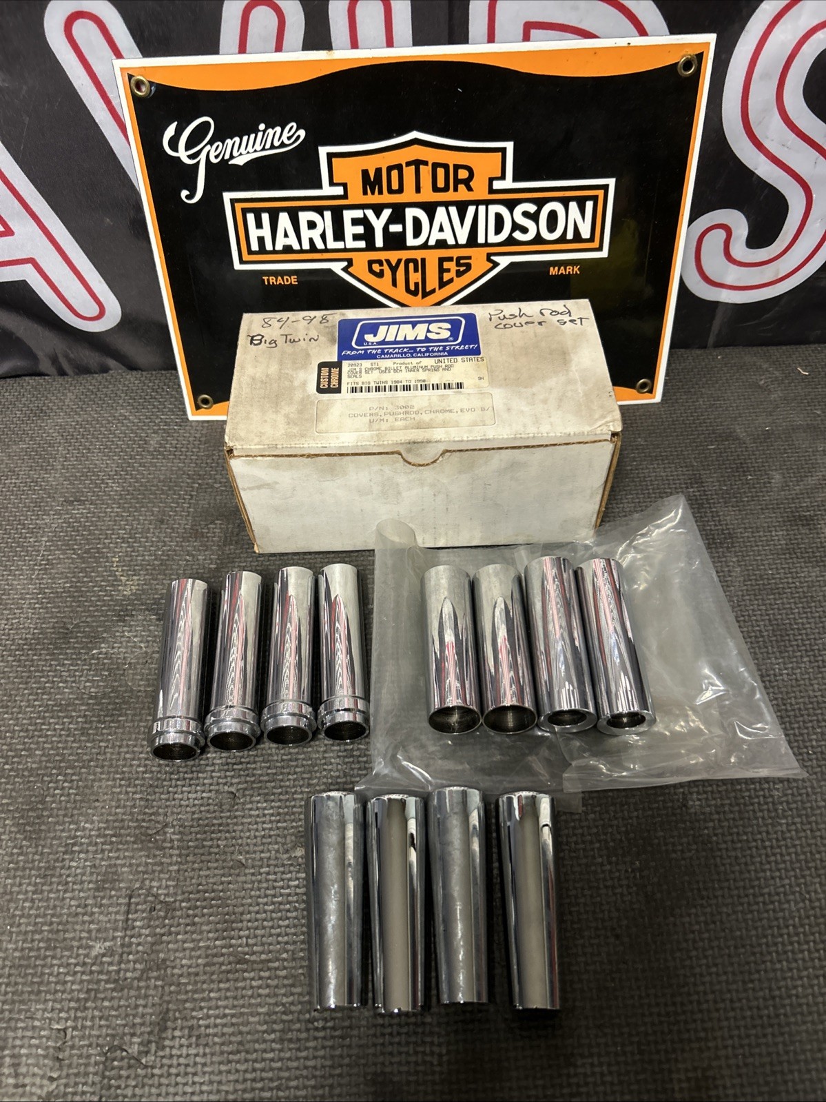 NOS Harley Evolution JIMS CHROME BILLET Pushrod Cover Set Tubes Big Twin 1984-98