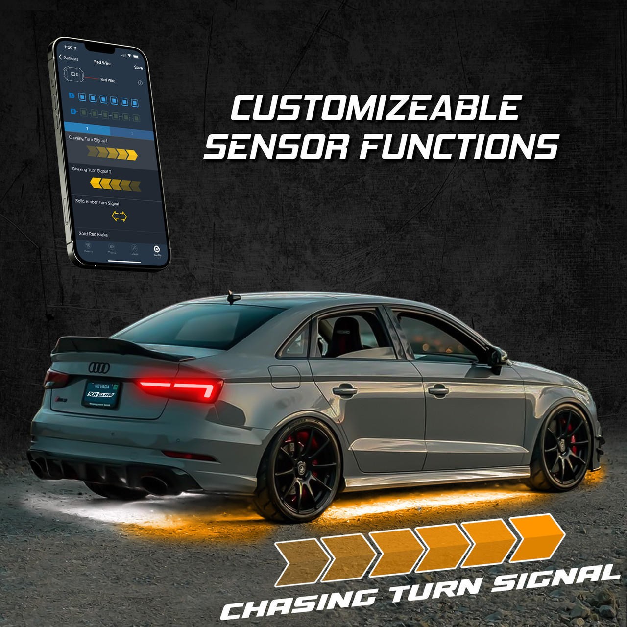 Xkglow AP-CAR-ADV XKAlpha 8PC RGBW Addressable LED Underglow Kit App Controlled