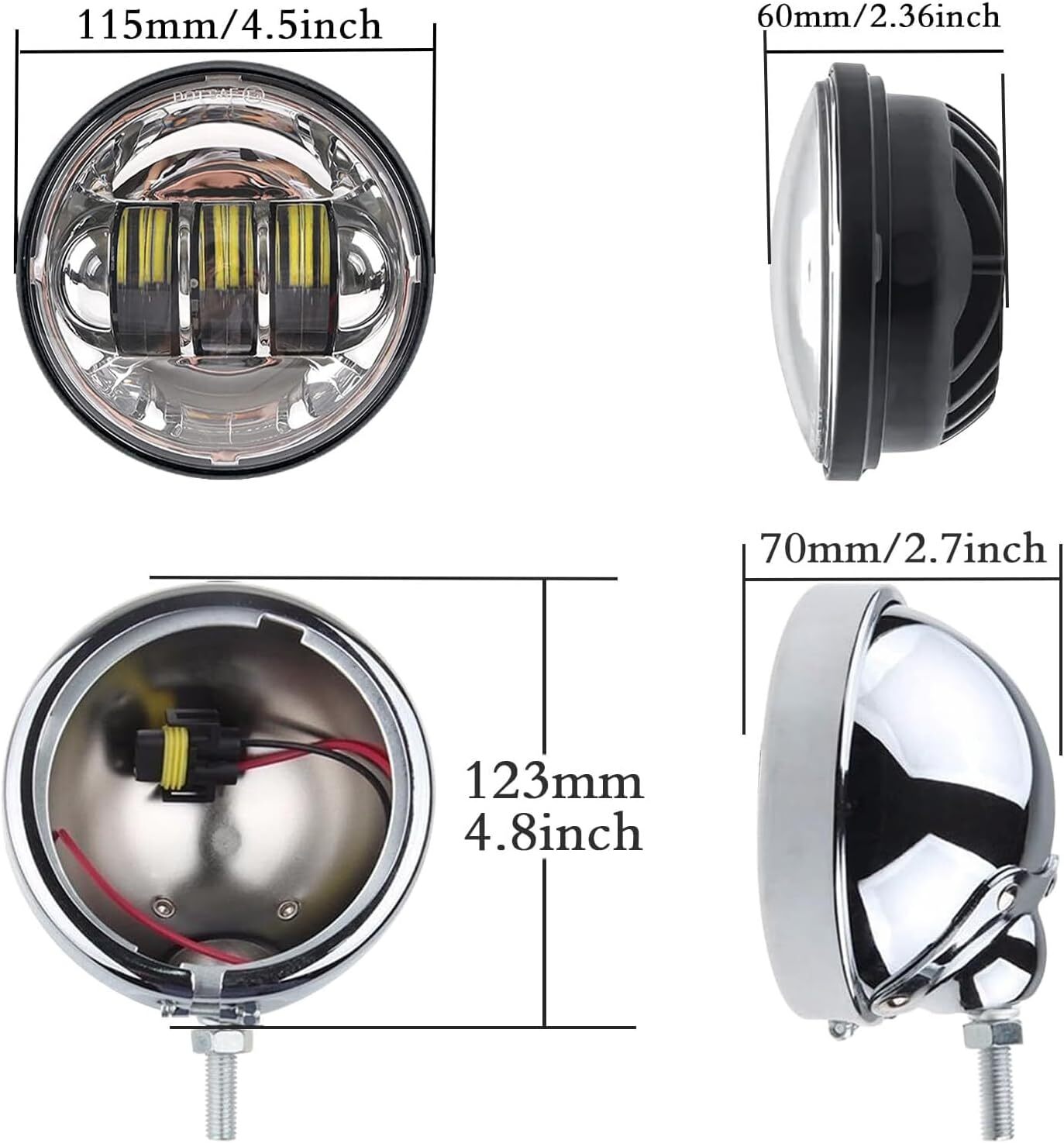 7 Inch 140W LED Headlight Hi/Lo + 2Pcs 4.5Inch 80W Fog Light for Harley Davidson