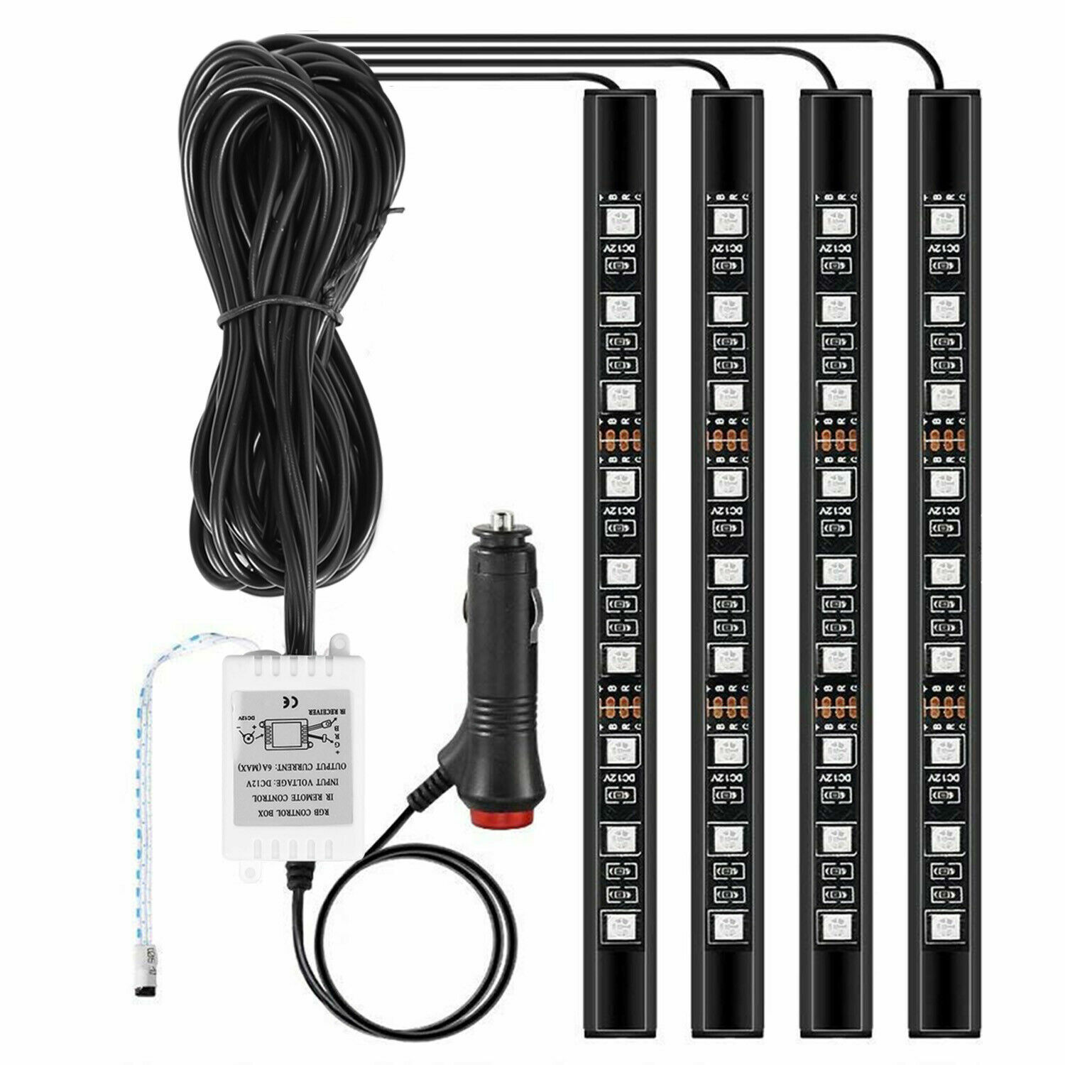 RGB 4PCS 12V 12″ 15SMD Flexible LED Strip Light Waterproof For Car Truck Boat