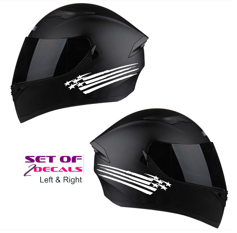 American Flag ripped , 2 Motorcycle Helmet Fire Stickers Decal , Bike kit [F16]