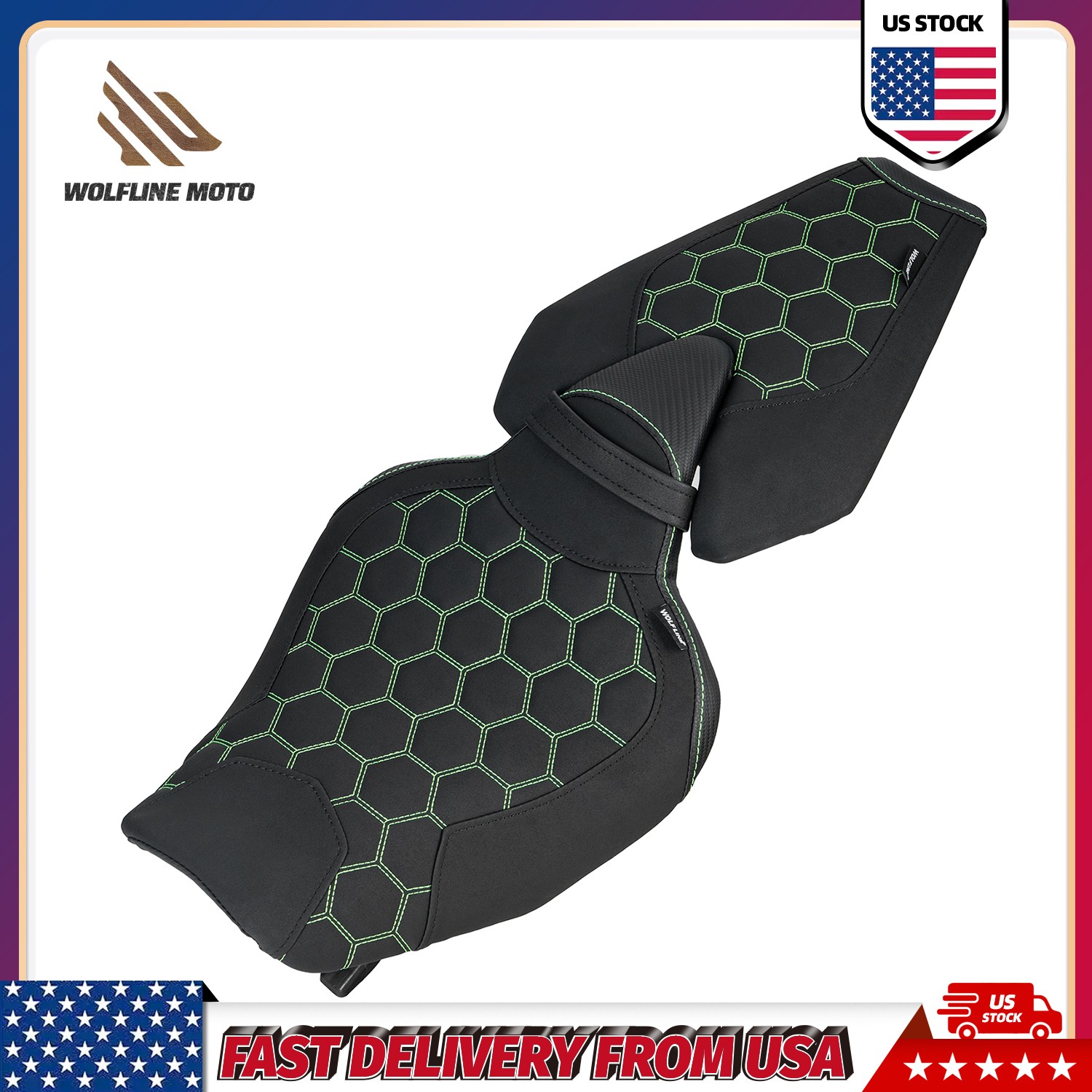 WOLFLINE Rider & Passenger Seat for Kawasaki Z1000 2014-2025 Z1100 2026 Durable