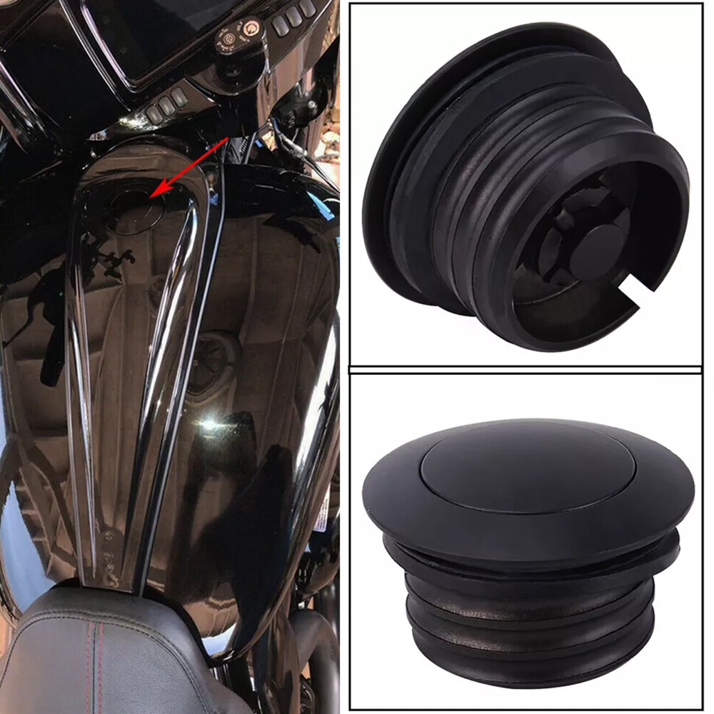 1X Pop-up Tank Gas Cap Black Vented Flush Mount Fuel Filler Cap Cover For Harley