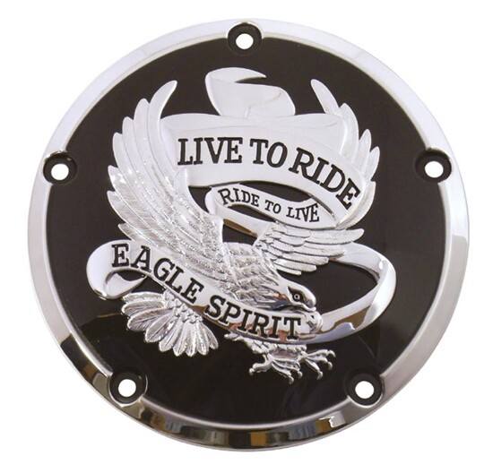 Live To Ride Eagle Black Clutch Derby Cover For 99-15 Harley Twin Cam 78163
