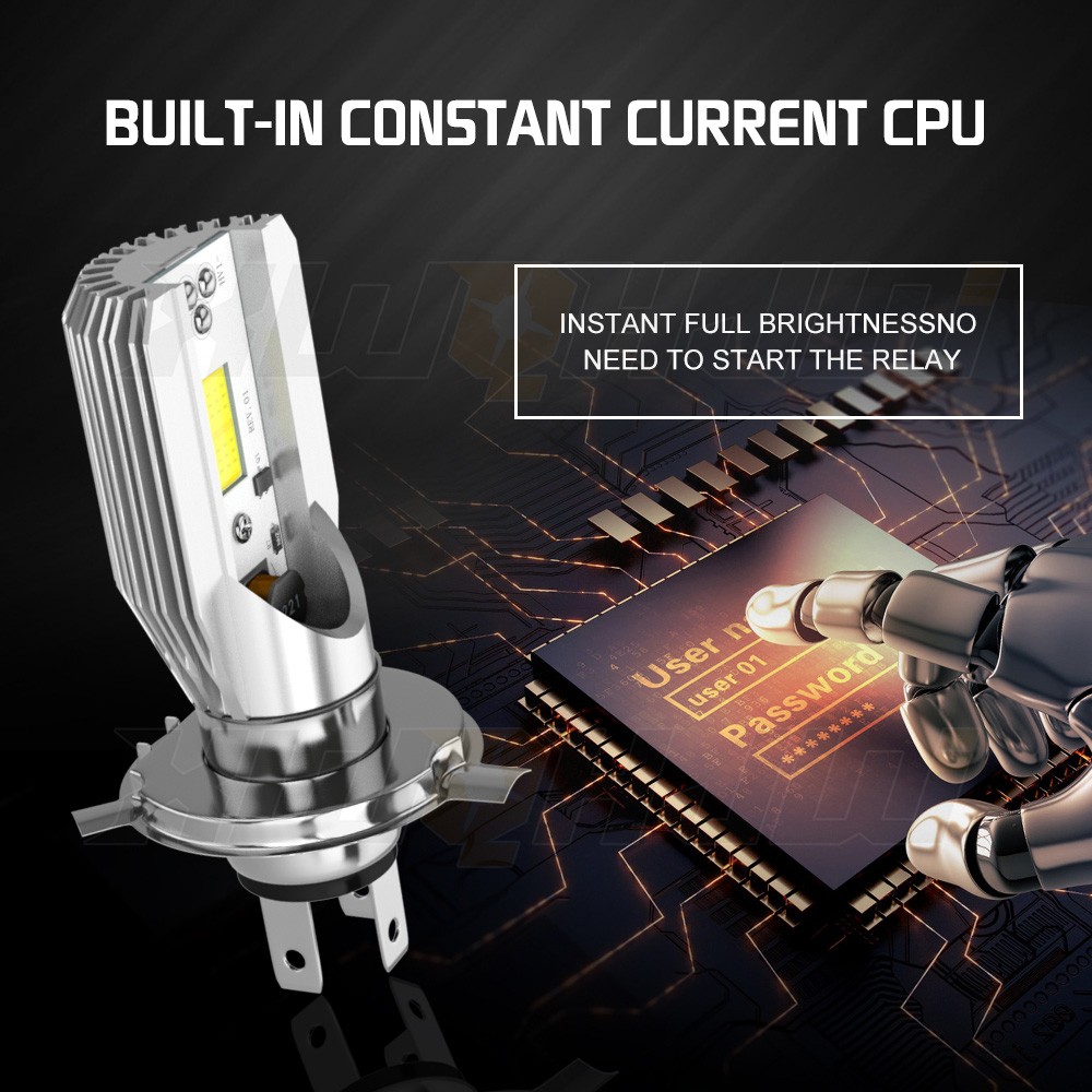 H4 9003 LED Headlight Bulb 6500K White High/Low Beam For Motorcycle