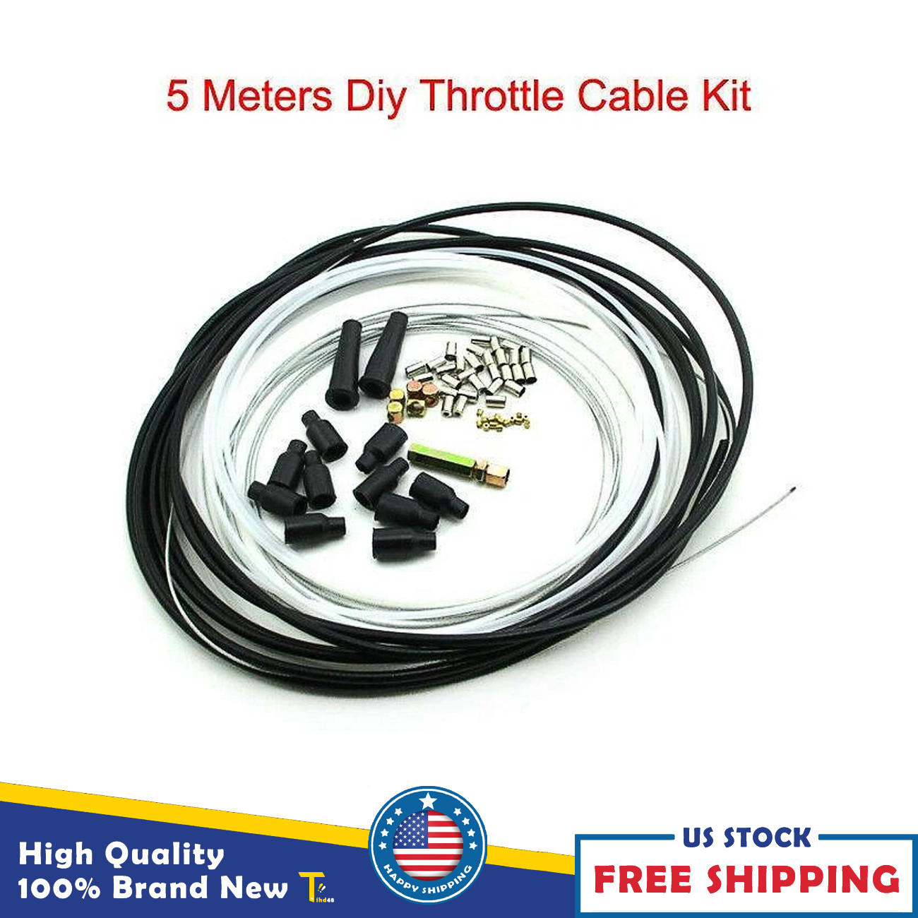 5 Metres Motorcycle Diy Throttle Cable Kit Nipples Ferrules Fit Pit Dirt Bike 1X
