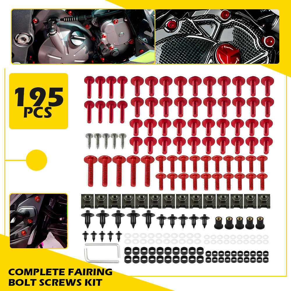 195PCS Motorcycle Complete Fairing Bolt Kit Body Screws Set Accessories Parts US