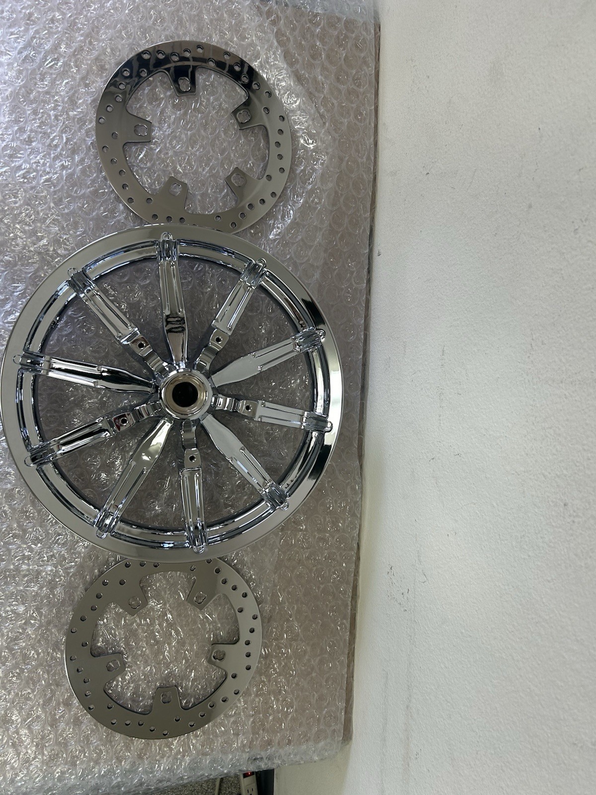 HARLEY TOURING IMPELLER CHROME WHEELS ROTORS 2009-17 STREET GLIDE OUTRIGHT