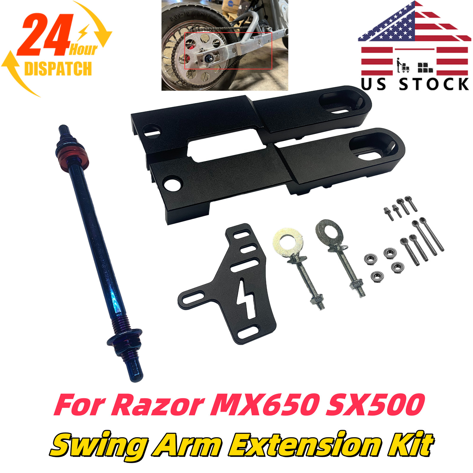 3″-4″ Bolt on Swing Arm Extension Kit For Razor MX650 SX500 Mini Bikes Aluminum
